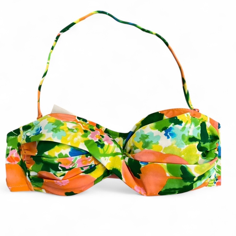 NWT J. Crew Floral Bandeau Bikini Top Womens Size Medium